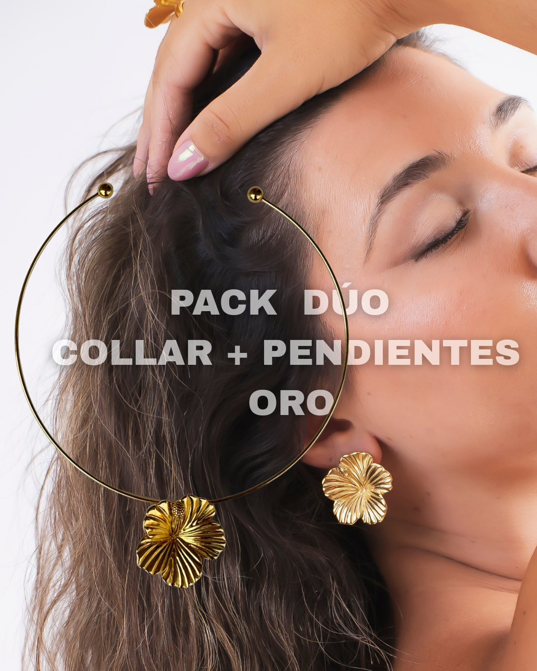 Pack Dúo Collar + Pendientes Hibiscus Oro