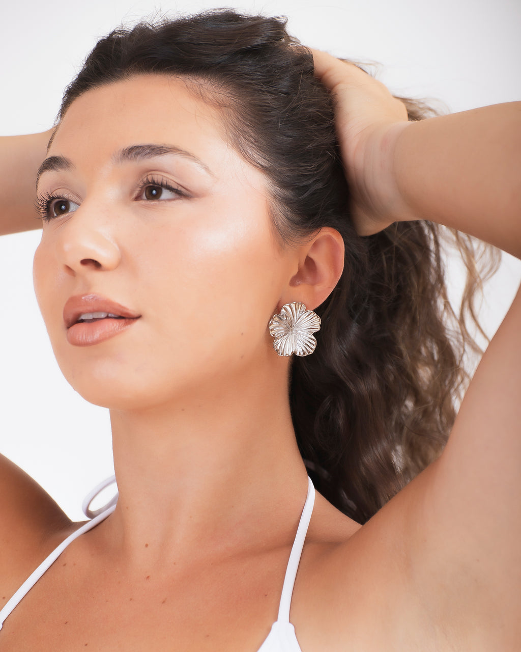 Pendientes Hibiscus Plata