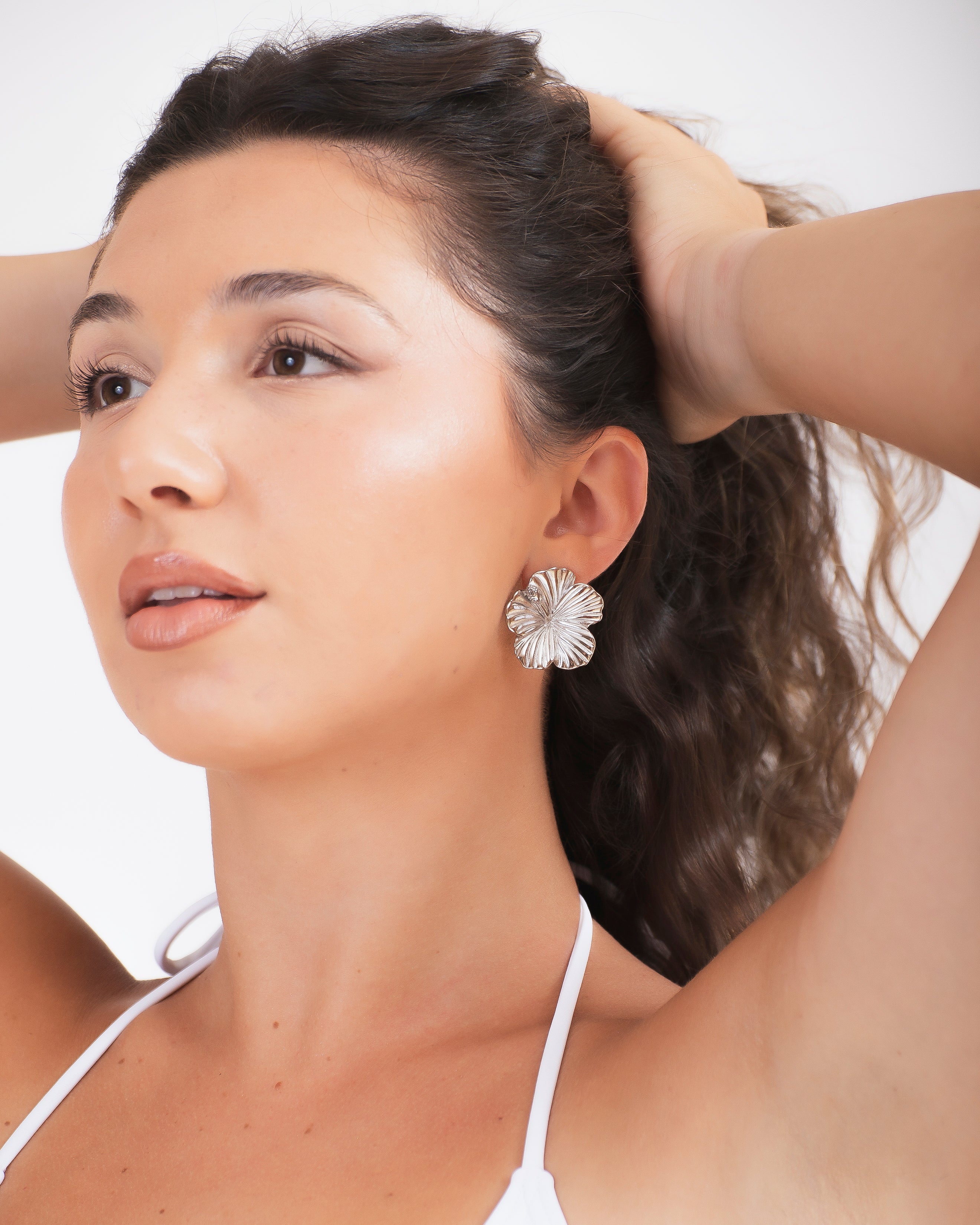 Pendientes Hibiscus Plata